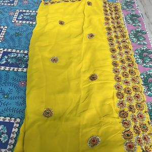 Lemon Yellow Saree