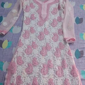 Full Chiken Work Pink Colour Formal,Wear Kurta