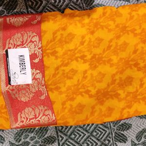 Yellow Border Saree