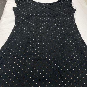 Short Black Kurti With Golden Print