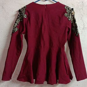 PG Trendy Designer Party Top Flared Maroon