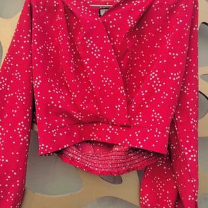 Cute Korean Red Polka Dotted Top