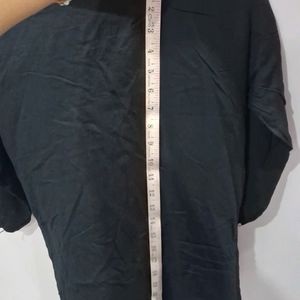 Black Cotton Shirt With Elbow Leghth Sleeves