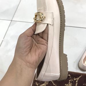 Women Loafers With Gold Buckle On Top