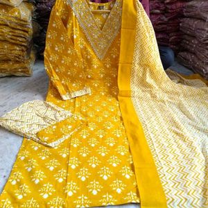 Pure Cotton Afgani Style Kurti Pant And Dupatta Se