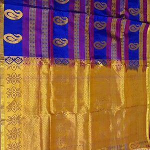 Blue And Purple Silk Saree