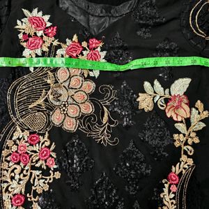 Black Stitched Pakistani Dress