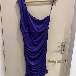 Purple Ruched One Shoulder Dress