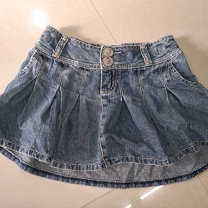 Cute Pleated Denim Skirt