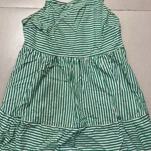 Green Striped A-line Dress