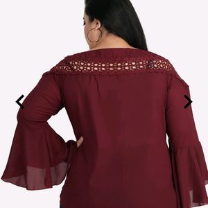 XXL Maroon Top with Cut-outs