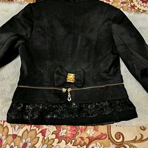 Black Bow Sequin Blazer