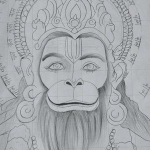 Hanuman Ji Drawing Outline