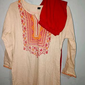 Khadi Cotton Kurta With Leggins