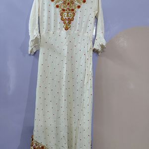 Pretty Cream Anarkali Cotton Kurta