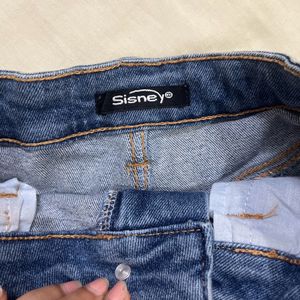 Mid Waist Denim Shorts