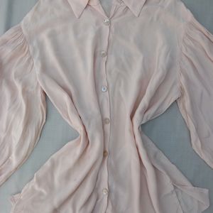 New Korean Peach Buff Sleeves Shirt