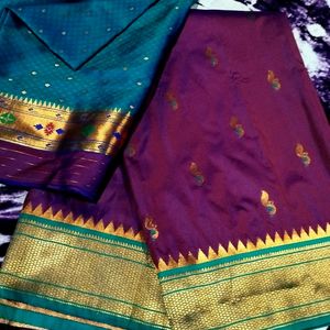 Pure Pathani Silk Saree With Blouse Pis