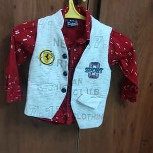 2 Times Used Boy Cotton Shirt With Waist Coat Par