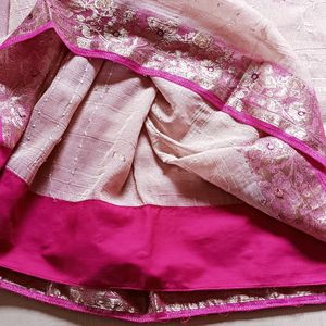 Light Pink Saree With Stitched Blouse