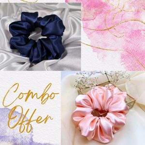 Navy Blue &baby Pink Scrunchies