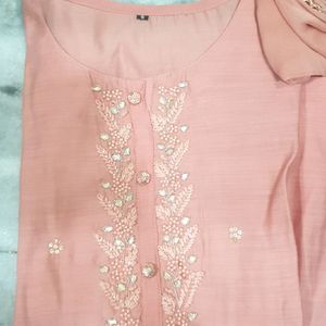 Peach Color Full Set Work Wear Dress