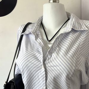 Blue thin Striped Shirt Women