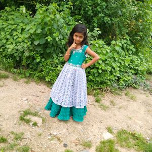 Baby Girl Long Frock Seagreen And Yash