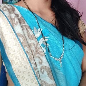 Sea Blue Saree With Blouse...Pico Fall Done