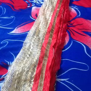 Golden Dupatta With Red Border