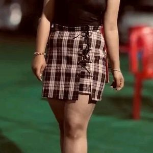 plaid pencil skirt with built in shorts