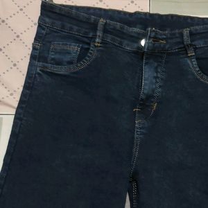 Dark Blue Straight Jeans For Women Girls