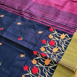 New Cotton Silk Saree With Embroidery
