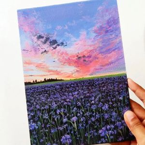 A3 acrylic sheet painting of flower feild