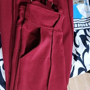 Maroon Dungarees  With Pockets