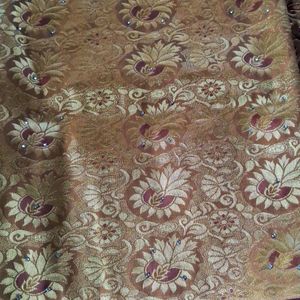 Golden Colour Saree With Full Zari Work