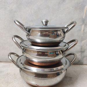 Set Of 3 Handis With Lids