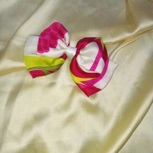 Printed Satin Bow Clip