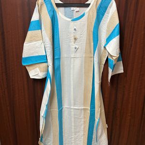 New White-Blue Xxl Kurti