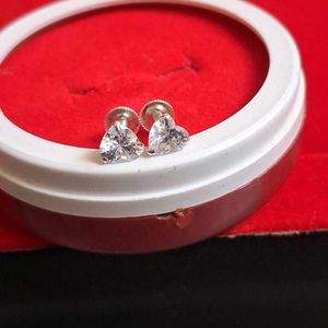 Beautiful Heart Shape Studs Silver