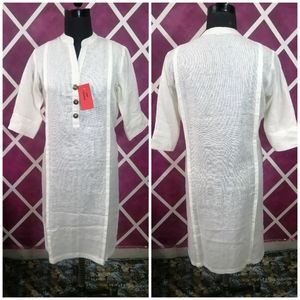 New pure Linen White Kurti