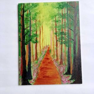 Green Forest View Hand-painted Painting