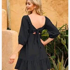 Black mini backless dress