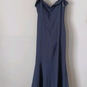 Navy Blue Plain Casual Maxi Dress (Women)