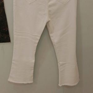 WOMEN WHITE COLOURED BOOTCUT JEANS