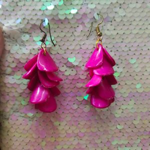 Fuchsia Petal Drop Earrings