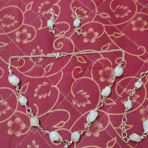 White Stone Necklace, Earing And Bracelet Set