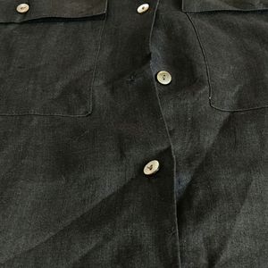 Pure Linen Unisex Black Shirt