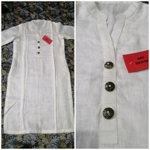 New pure Linen White Kurti