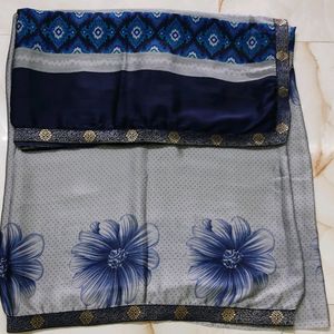 😍Beautiful Synthetic Blue Grey Saree😍